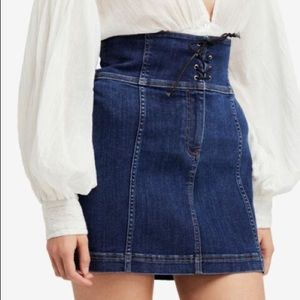 Free People Denim Corset Mink Skirt